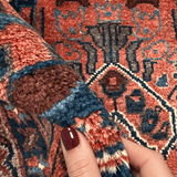 Vintage Dargazin Runner — Florals on a Dark Field with Warm Red Borders. Rug pile and texture detail; SKU RR 32283; source IMG_7615.