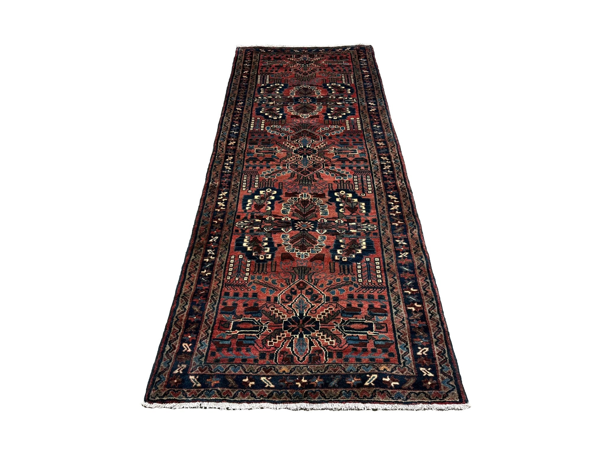 Persian Dargazin Hamadan Runner, lengthwise view, hand-knotted wool pile. SKU RR 32283.