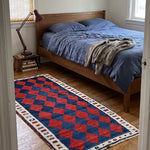 Vintage Gabbeh Rug — Scarlet & Cobalt Diamonds | 2'9" × 6'1" - Rug the Rock - available
