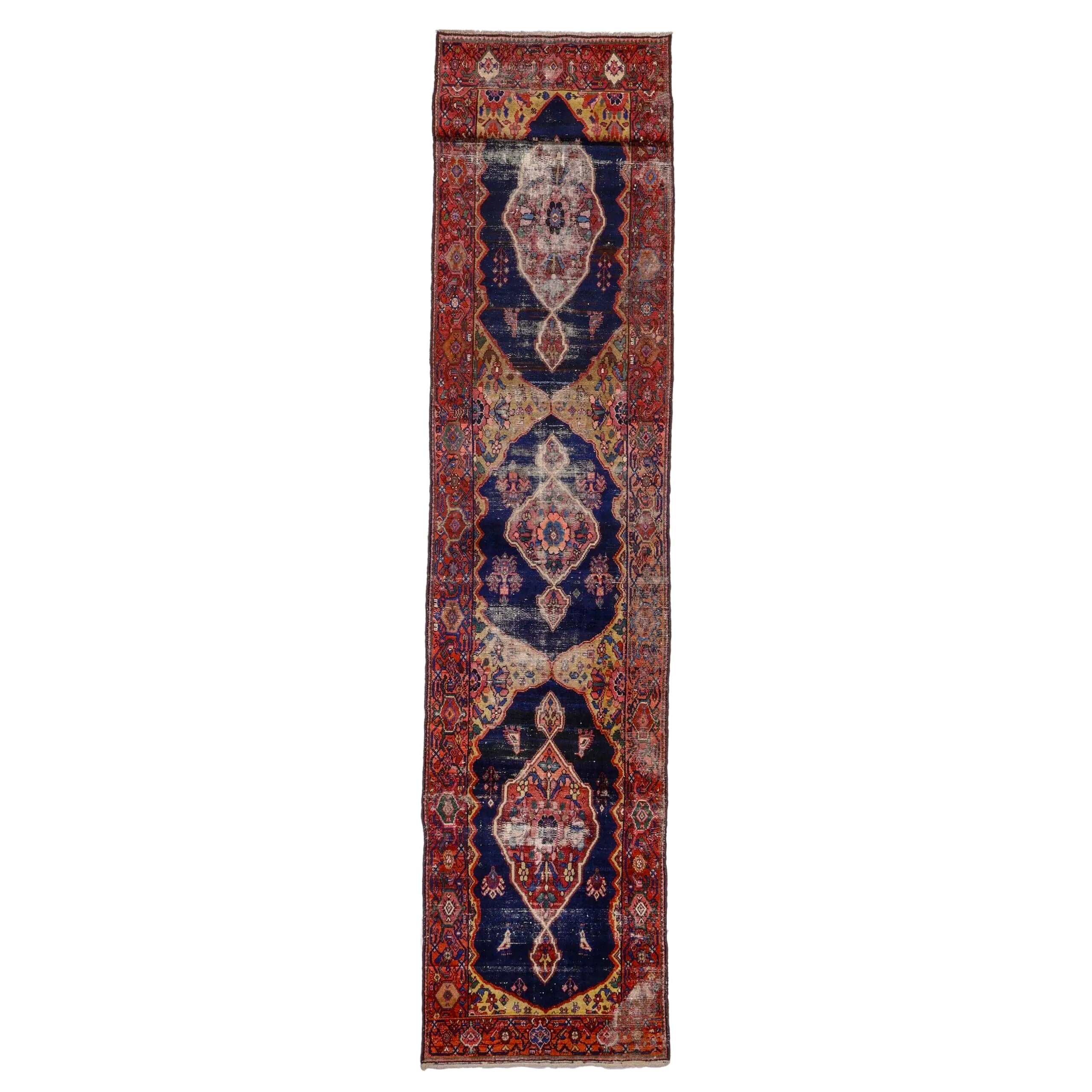 Vintage Kermanshah Runner | 3' 7" x 16' 6" — full rug view