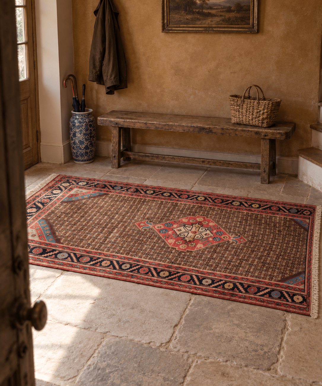 Vintage Kurdish Koliai Rug — Walnut Lattice & Rose Medallion | 5'1" × 9'5" - Rug the Rock - 5 x 86 x 97 x 10