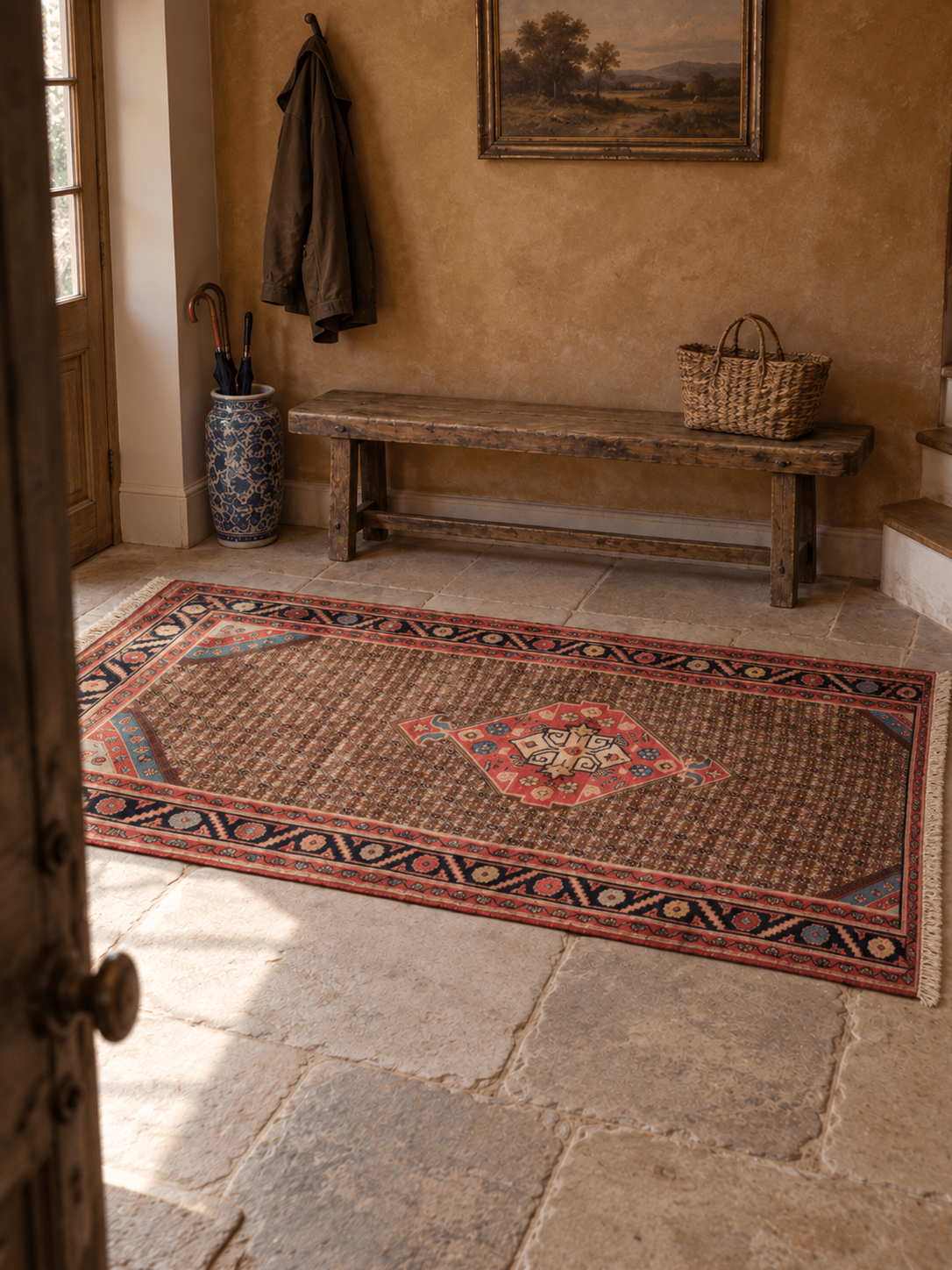 Vintage Kurdish Koliai Rug — Walnut Lattice & Rose Medallion | 5'1" × 9'5" - Rug the Rock - 5 x 86 x 97 x 10