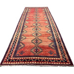 Persian Luri Runner, lengthwise view, hand-knotted wool with red colouring. SKU RR 32252.