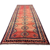 Persian Luri Runner, lengthwise view, hand-knotted wool with red colouring. SKU RR 32252.