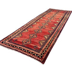 Persian Luri Runner, diagonal full view, hand-knotted wool with red colouring. SKU RR 32252.