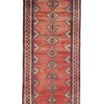 Persian Luri Runner, top view on white background, hand-knotted wool with red colouring. SKU RR 32252.