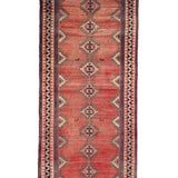 Persian Luri Runner, top view on white background, hand-knotted wool with red colouring. SKU RR 32252.