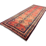 Persian Luri Runner, diagonal full view, hand-knotted wool with red colouring. SKU RR 32252.