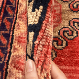 Vintage Luri Runner — Small Diamond Medallions on Coral Red. Rug pile and texture detail; SKU RR 32252; source IMG_6867.