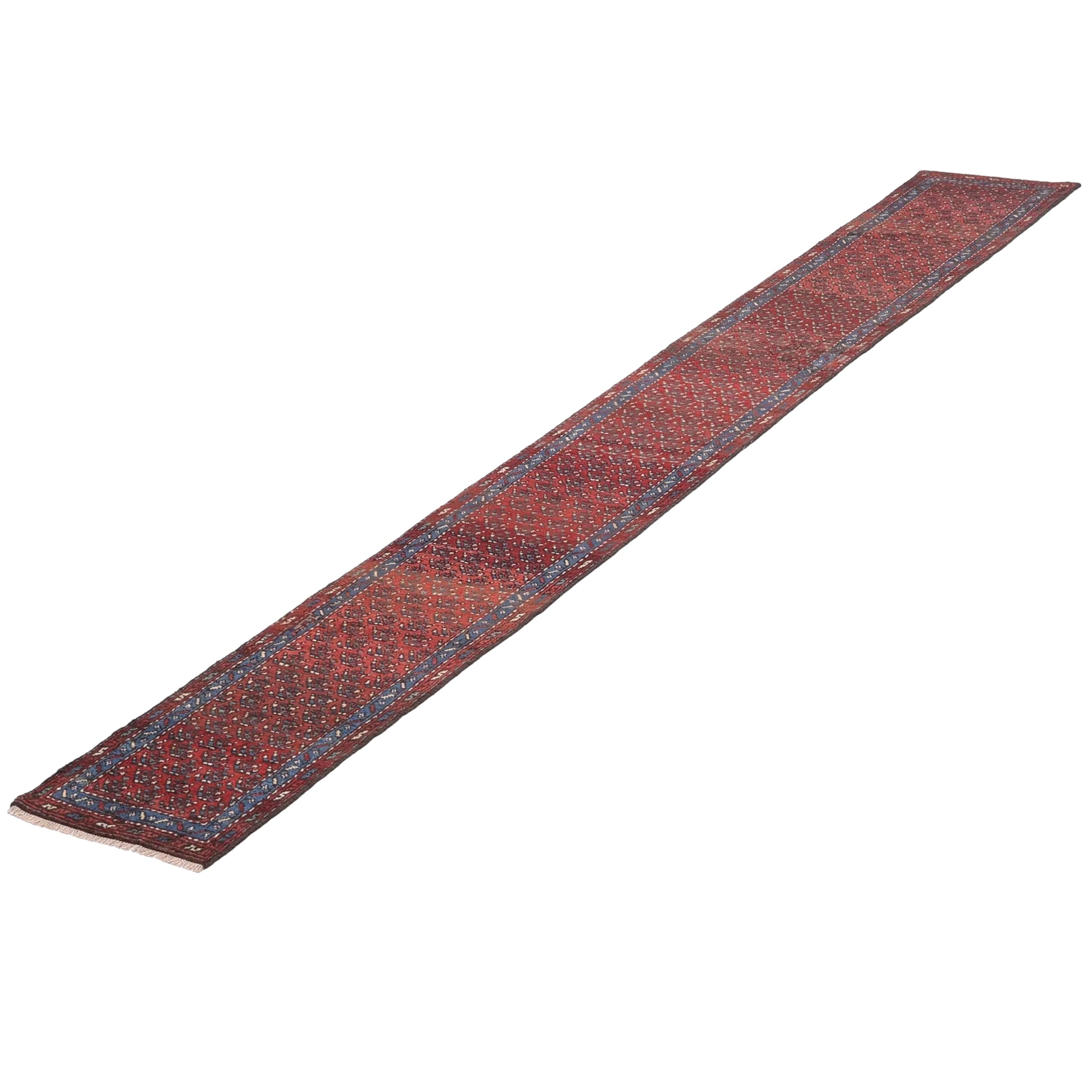 Vintage Malayer Runner | 1' 10" x 13' 6" — angled view, gallery 01