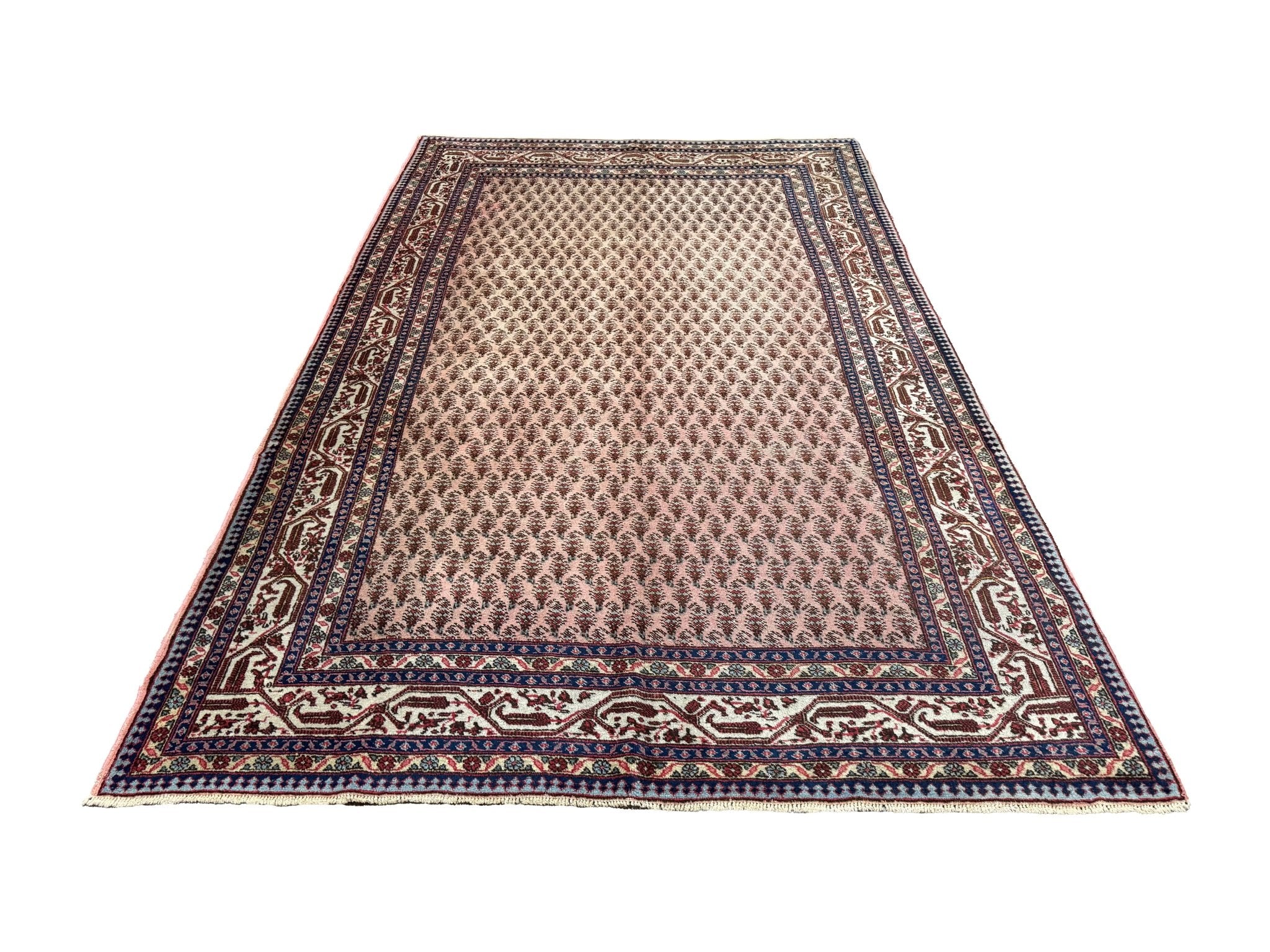 Vintage Marand Tabriz Rug, front perspective view of the complete rug, hand-knotted wool pile. SKU 108704.