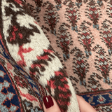Vintage Marand Tabriz Rug — Fine Repeating Boteh on Muted Beige. Rug pile and texture detail; SKU 108704; source IMG_7721.
