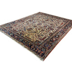 Vintage Mehravan Rug, diagonal perspective view of the complete rug, hand-knotted wool pile. SKU 1.0488.