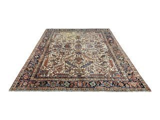 Vintage Mehravan Rug, front perspective view of the complete rug, hand-knotted wool pile. SKU 1.0488.