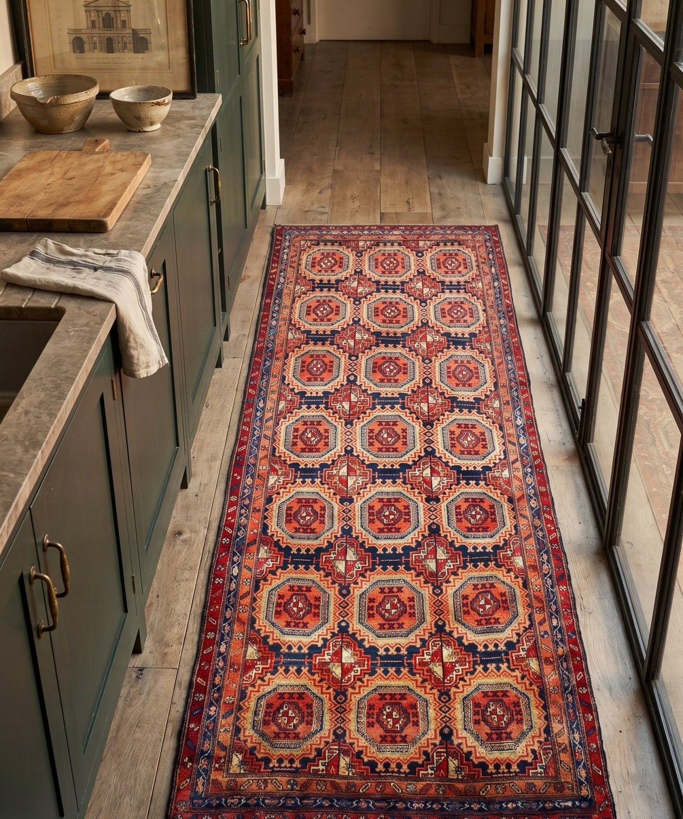 Vintage Meshkin Runner — Turkmen-Inspired Ayneh Gul | 4'1" × 11'9" - Rug the Rock - available