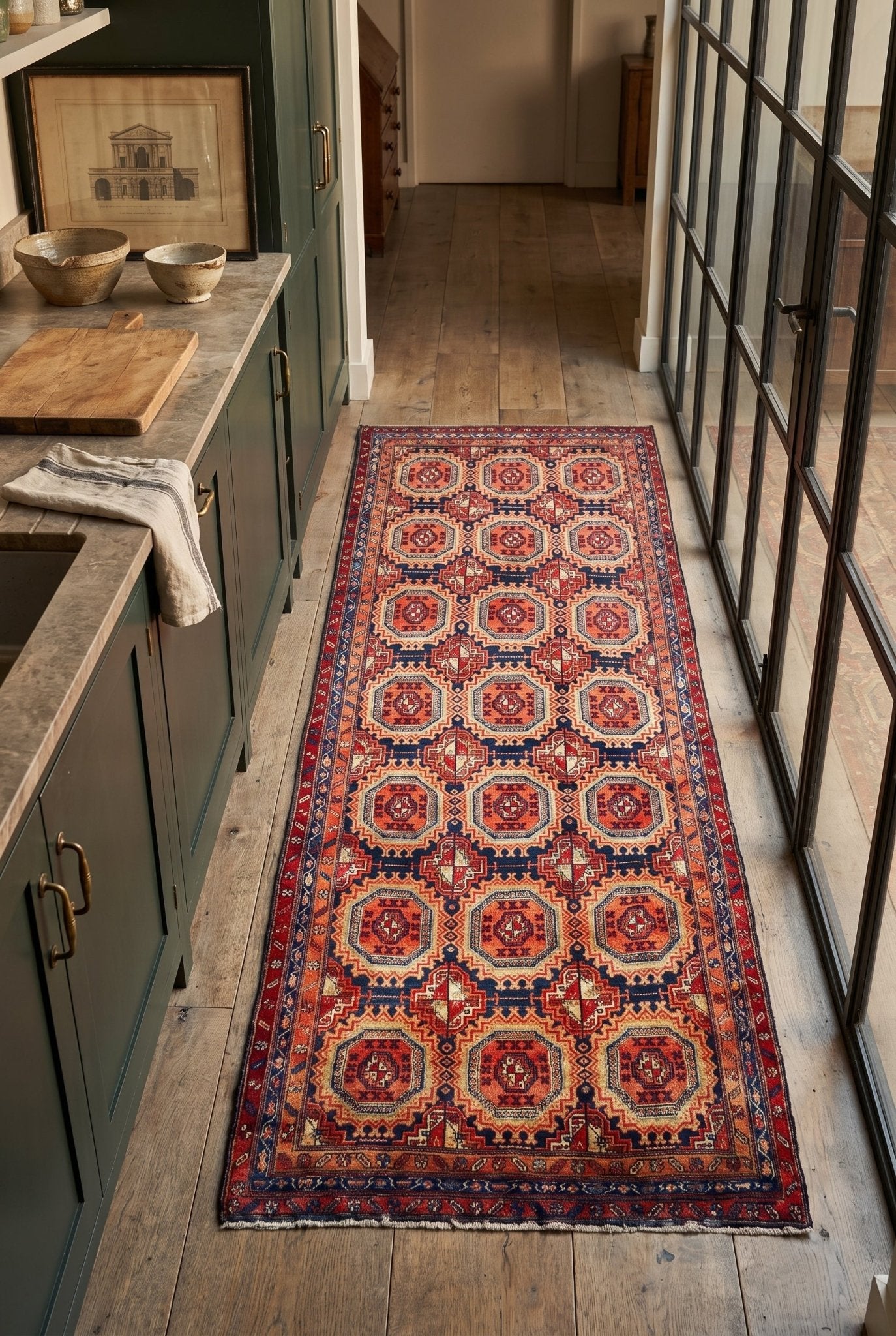 Vintage Meshkin Runner — Turkmen-Inspired Ayneh Gul | 4'1" × 11'9" - Rug the Rock - available