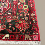 Vintage Nahavand Rug, close-up of the patterned corner and edge, hand-knotted wool pile. SKU PP 105649.