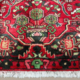 Vintage Nahavand Rug, close-up of the border and fringe, hand-knotted wool pile. SKU PP 105649.