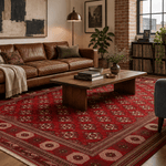 Vintage Persian Turkmen Rug — Crimson & Ivory Guls | 10' × 12'7" - Rug the Rock - available
