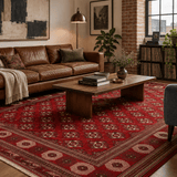 Vintage Persian Turkmen Rug — Crimson & Ivory Guls | 10' × 12'7" - Rug the Rock - available