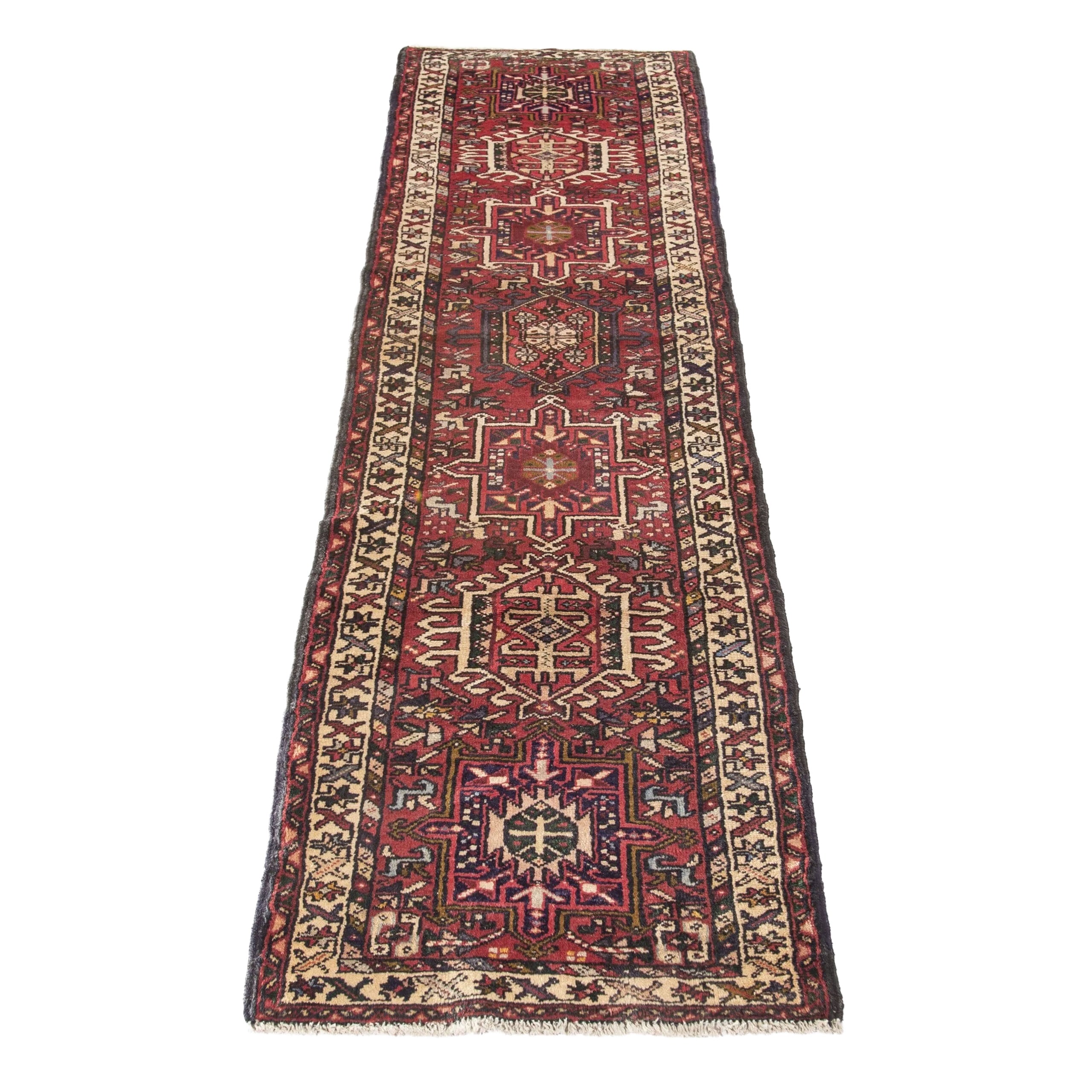 Vintage Qarajeh Runner | 2' 4" x 9' 3" — angled view, gallery 03