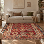 Vintage Qashqai Kilim — Ruby & Colorful Scorpion Motifs | 5'4" × 9'2" - Rug the Rock - 5 x 86 x 9available