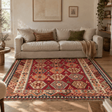 Vintage Qashqai Kilim — Ruby & Colorful Scorpion Motifs | 5'4" × 9'2" - Rug the Rock - 5 x 86 x 9available
