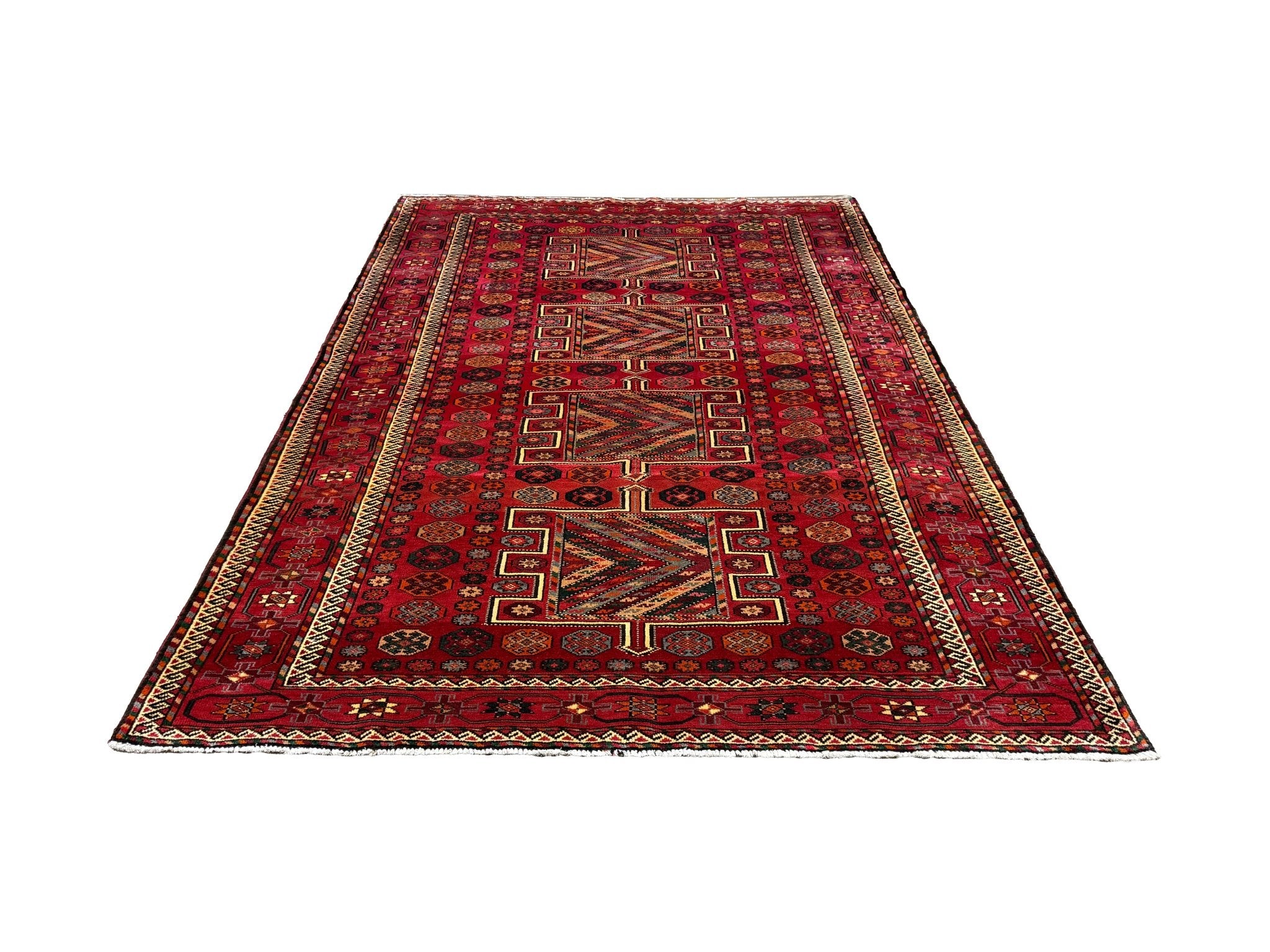 Vintage Quchan Kurdish Rug, front perspective view of the complete rug, hand-knotted wool pile. SKU RR32561.