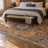 Vintage Sabzevar Rug — Apricot & Indigo Florals | 7'3" × 10'2" - Rug the Rock - available