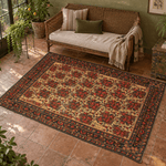 Vintage Sirjan Afshar Rug — Gol Farang Bouquets on Saffron | 5'2" × 7'5" - Rug the Rock - availabletexas
