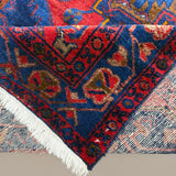 Persian Sonqor Runner, folded corner and reverse, hand-knotted wool with red colouring. SKU RR 30722.