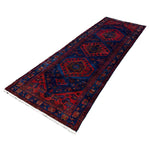 Persian Sonqor Runner, diagonal full view, hand-knotted wool with red colouring. SKU RR 30722.