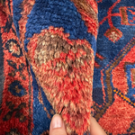 Vintage Sonqor Runner — Linked Angular Medallions in Red & Deep Blue. Rug pile and texture detail; SKU RR 30722; source IMG_6991.