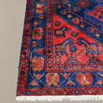 Persian Sonqor Runner, border and fringe detail, hand-knotted wool with red colouring. SKU RR 30722.