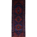 Persian Sonqor Runner, top view on white background, hand-knotted wool with red colouring. SKU RR 30722.