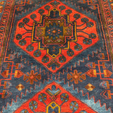 Vintage Sonqor Runner — Linked Angular Medallions in Red & Deep Blue. Original rug photograph; SKU RR30722; source RR 30722 IMG_6986.