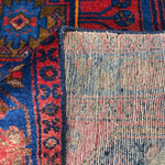Vintage Sonqor Runner — Linked Angular Medallions in Red & Deep Blue. Original rug photograph; SKU RR30722; source RR 30722 IMG_6988.