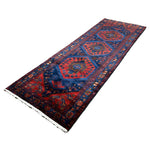 Persian Sonqor Runner, diagonal full view, hand-knotted wool with red colouring. SKU RR 30722.