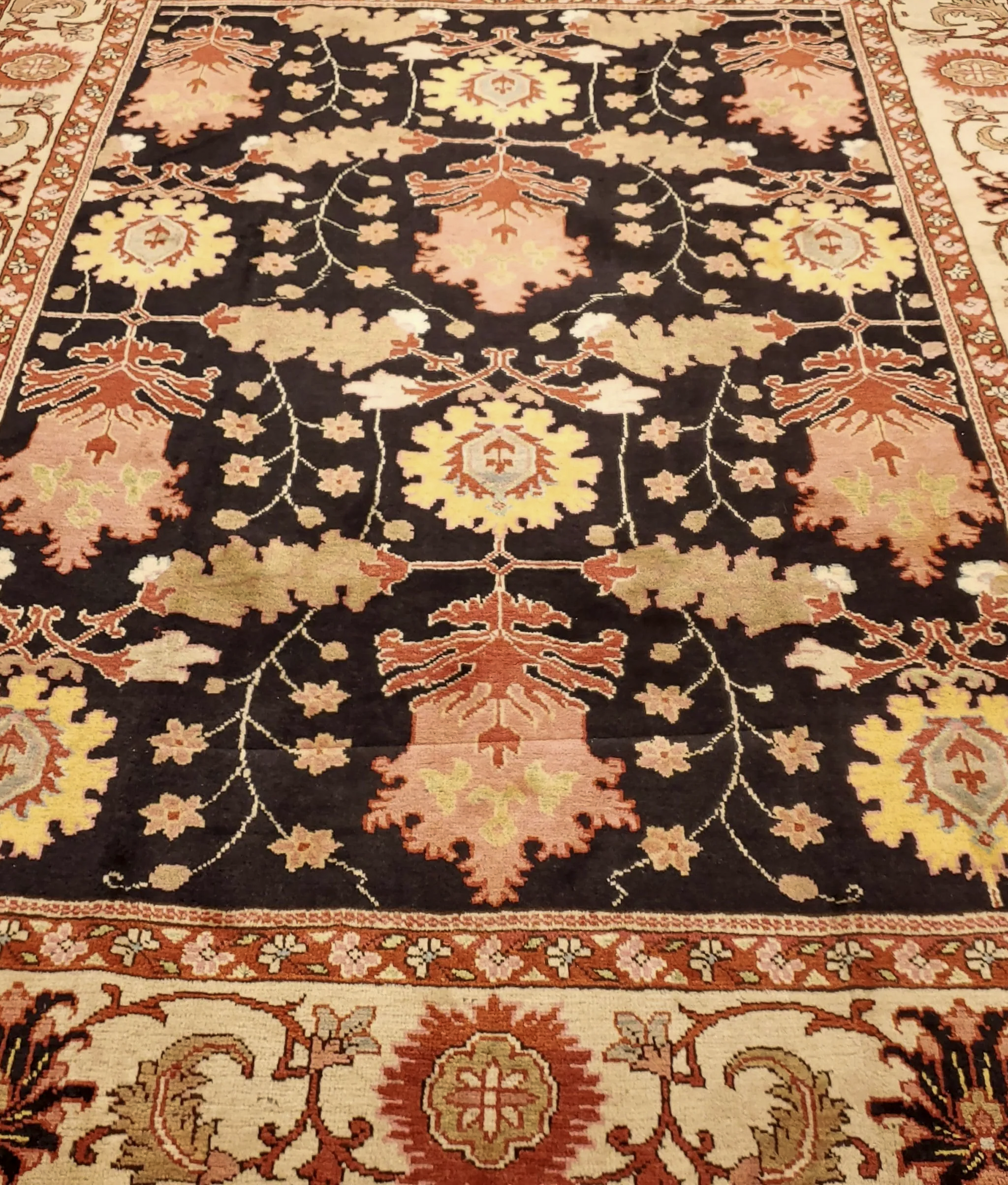 Vintage Tabriz Rug | 7' 4" x 8' 11" — angled view, gallery 09