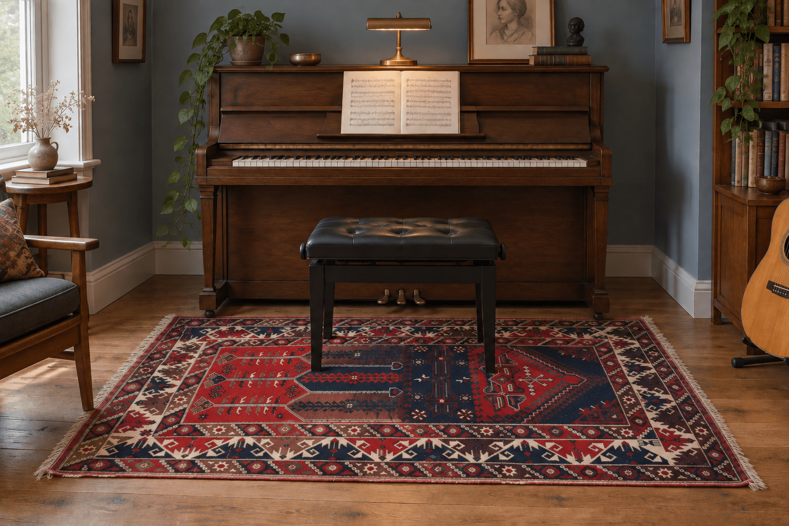 Vintage Turkish Konya Rug — Ruby & Indigo Tree Motifs | 4'2" × 6'6" - Rug the Rock - 4 x 65 x 7available