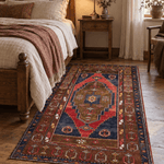 Vintage Turkish Yahyali Rug — Olive & Indigo Stepped Medallion | 3'8" × 6'5" - Rug the Rock - 4 x 65 x 7available