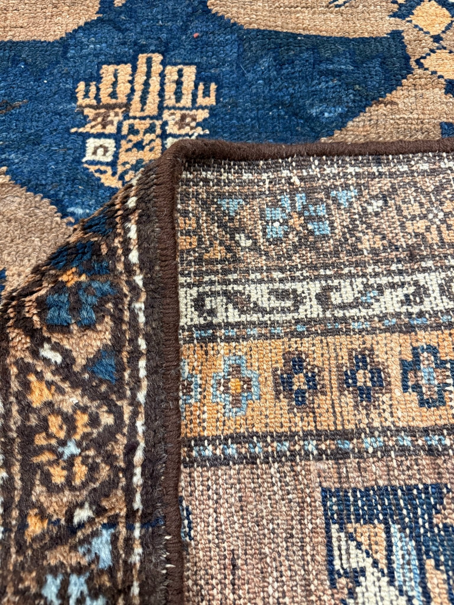 Vintage Zanjan Runner — Houpa Design in Earthy Brown & Blue. Original rug photograph; SKU PP108796; source IMG_7024.