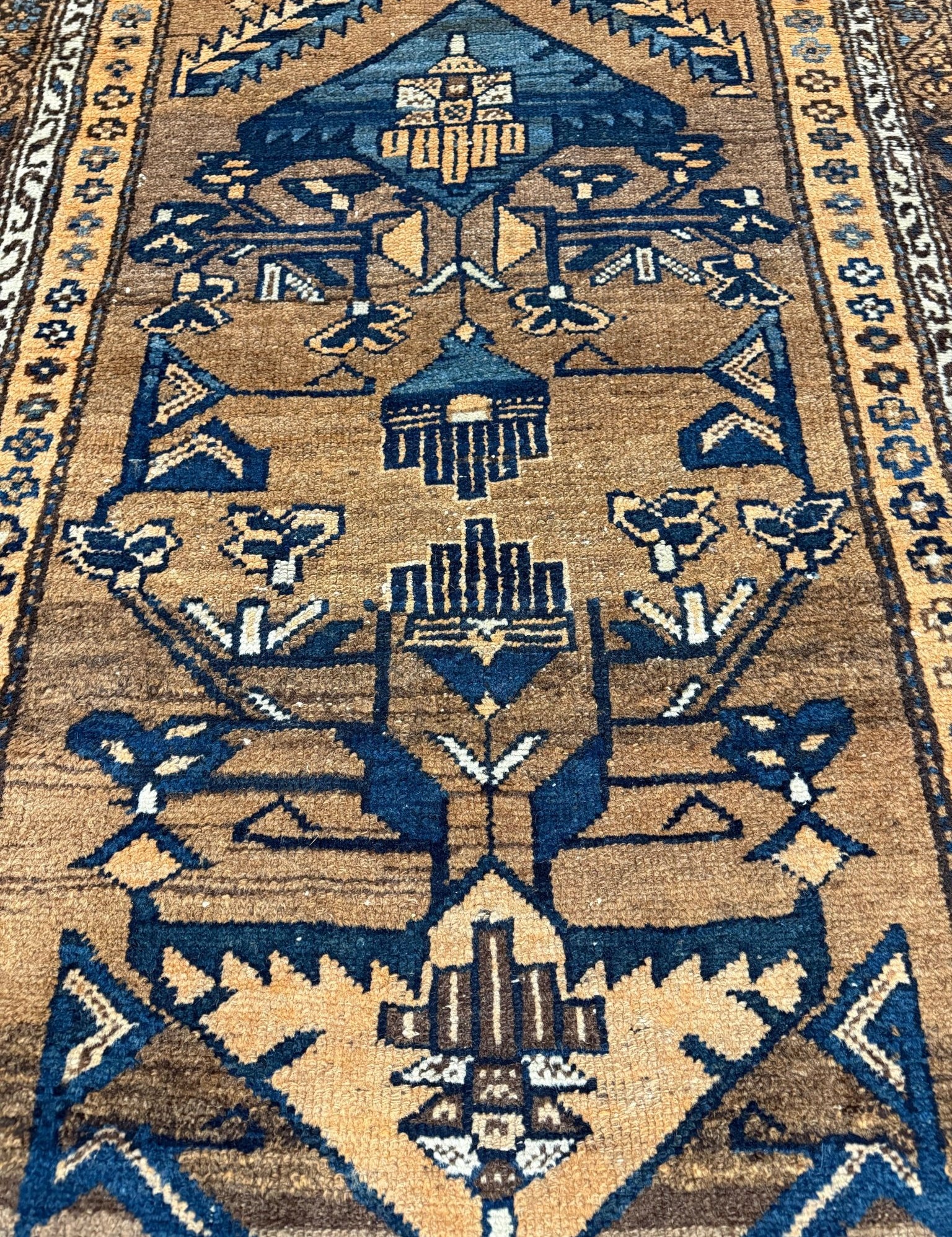 Vintage Zanjan Runner — Houpa Design in Earthy Brown & Blue. Original rug photograph; SKU PP108796; source IMG_7022.