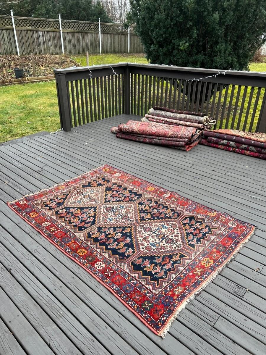 Antique Persian Khamseh Rug | 5' 9" x 4' 1" - Rug the Rock