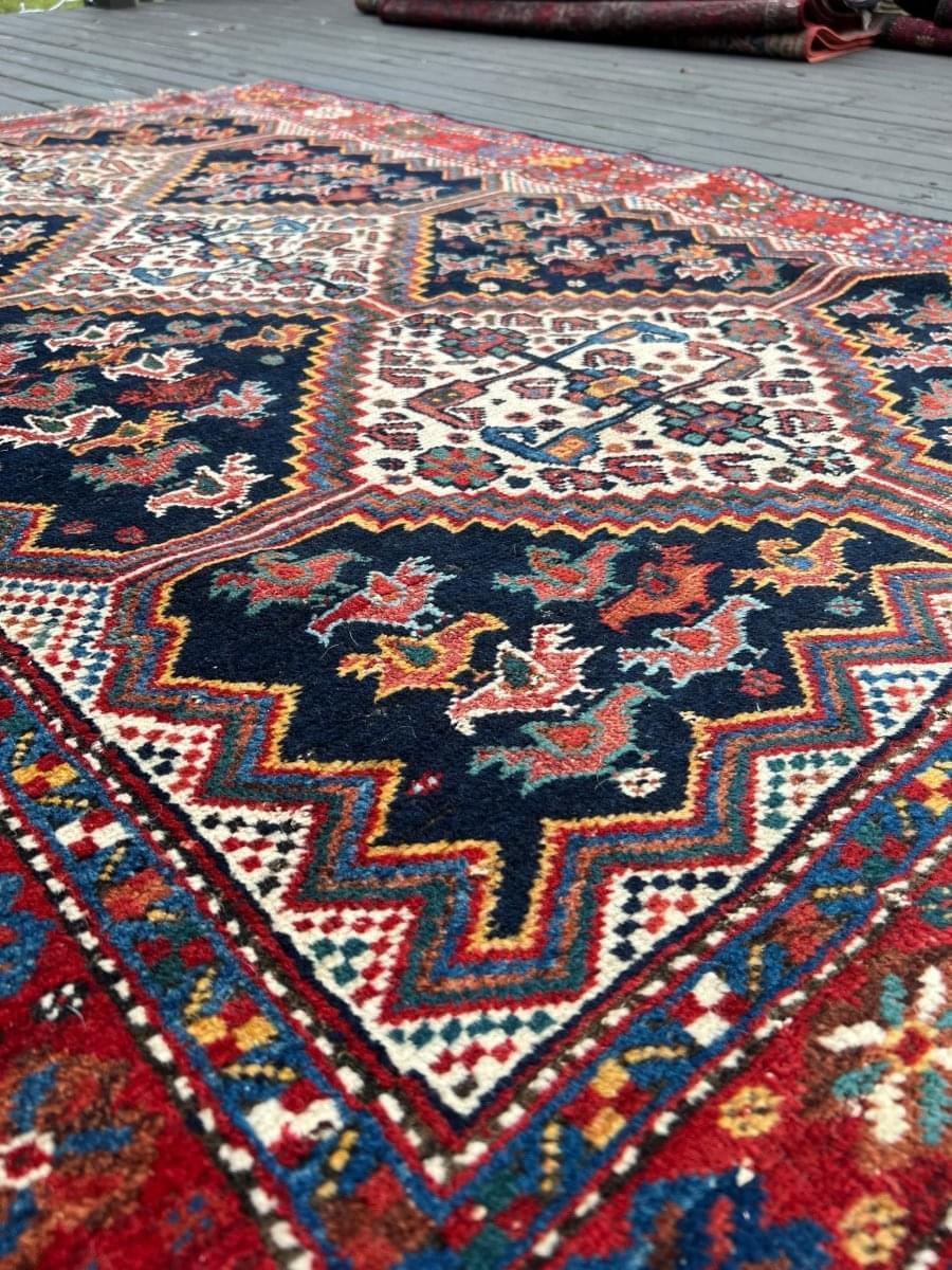 Antique Persian Khamseh Rug | 5' 9" x 4' 1" - Rug the Rock