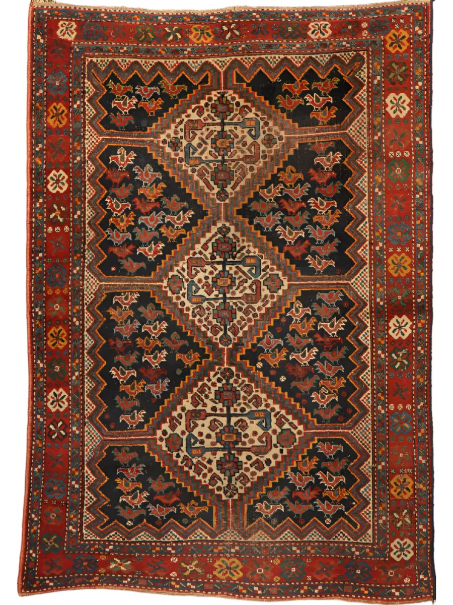 Antique Persian Khamseh Rug | 5' 9" x 4' 1" - Rug the Rock