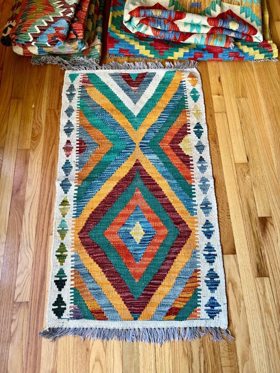 On hold | Afghan Maymana Kilim Rug | 3' 11" x 2' 3" - Rug the Rock