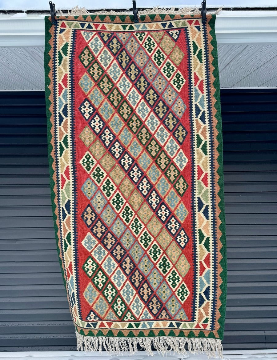 Persian Qashqai Kilim Rug | 3' 8" x 6' 5" - Rug the Rock