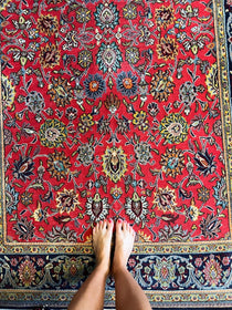 Wool and silk Qum rug|6’7”x4’6” Rug the Rock